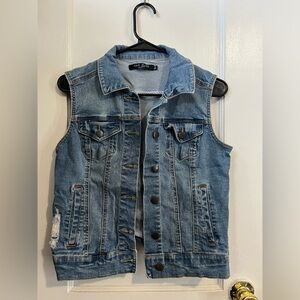 Max Jeans: Distressed Denim Vest Jacket- Size S